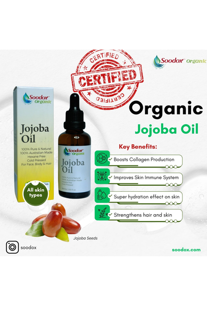 Soodox Organic Jojoba Oil 50ml with Oil Brushes