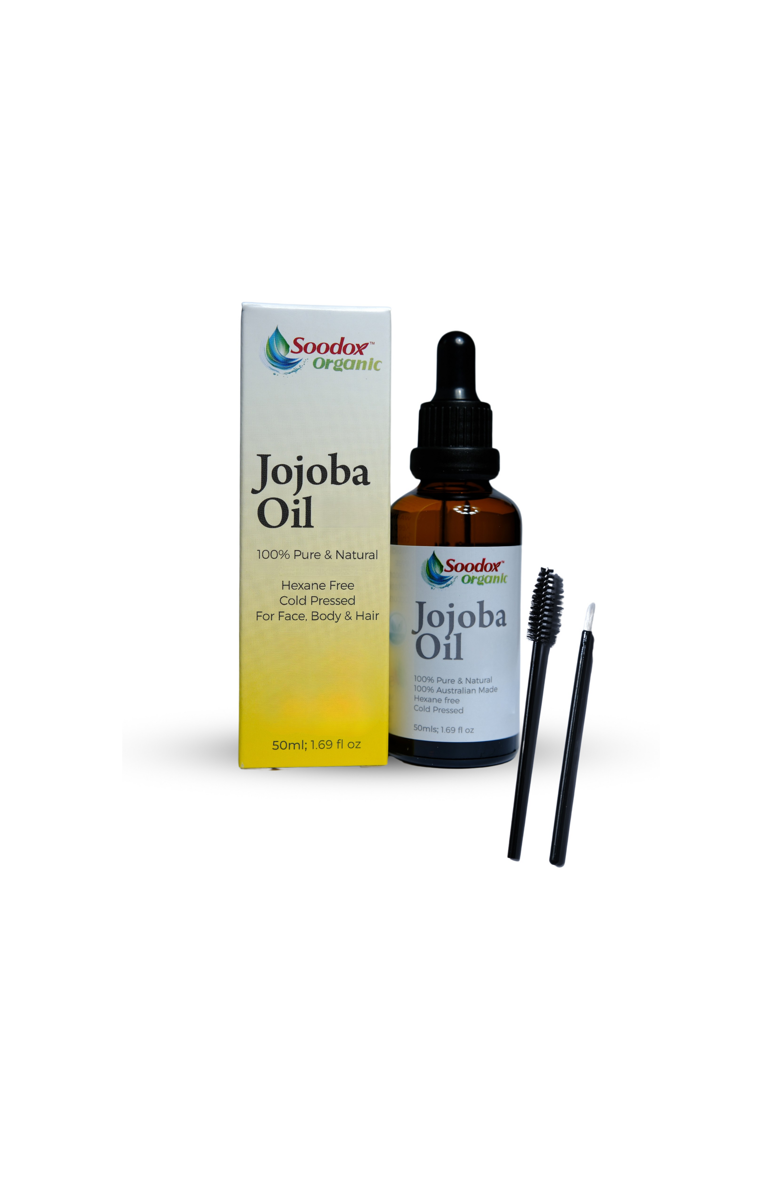 Soodox Organic Jojoba Oil 50ml with Oil Brushes