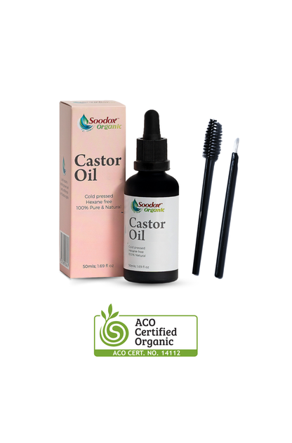 Soodox Organic Castor Oil 50ml with Oil Brushes