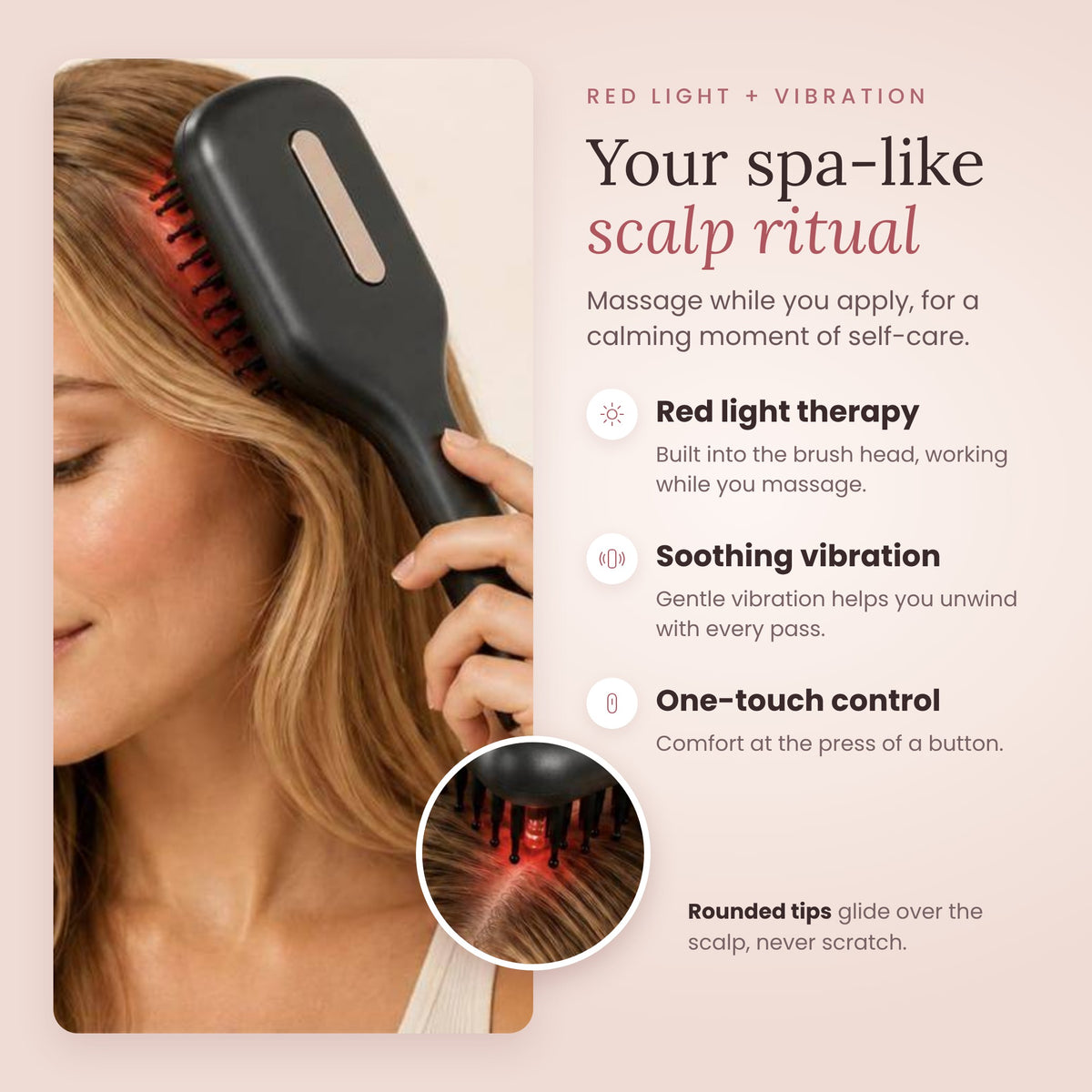 Soodox Organic Hair Oil Dispensing Brush with Red Light Technology in BLACK Color