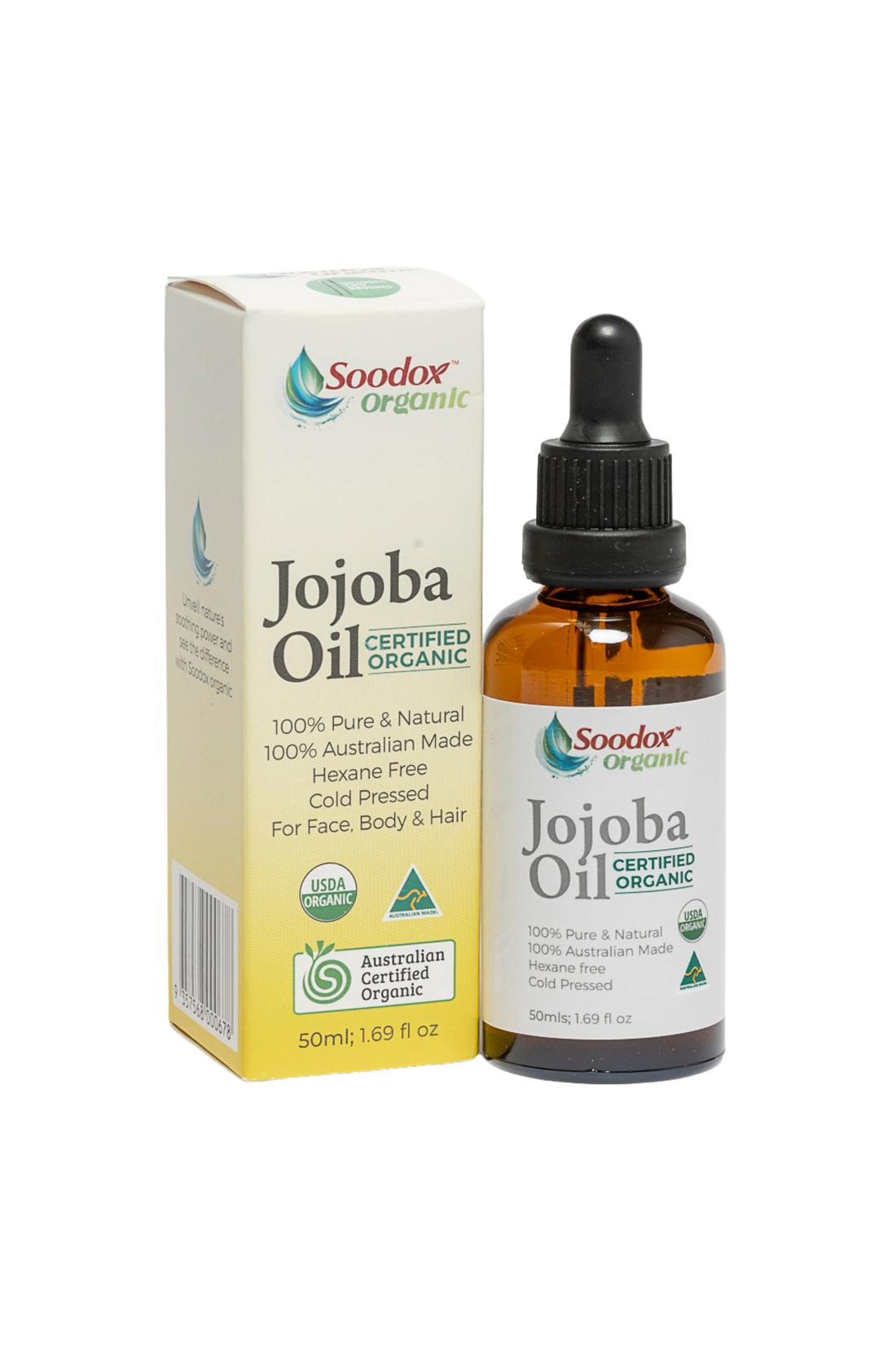 Soodox Organic Jojoba Oil 50ml with Oil Brushes