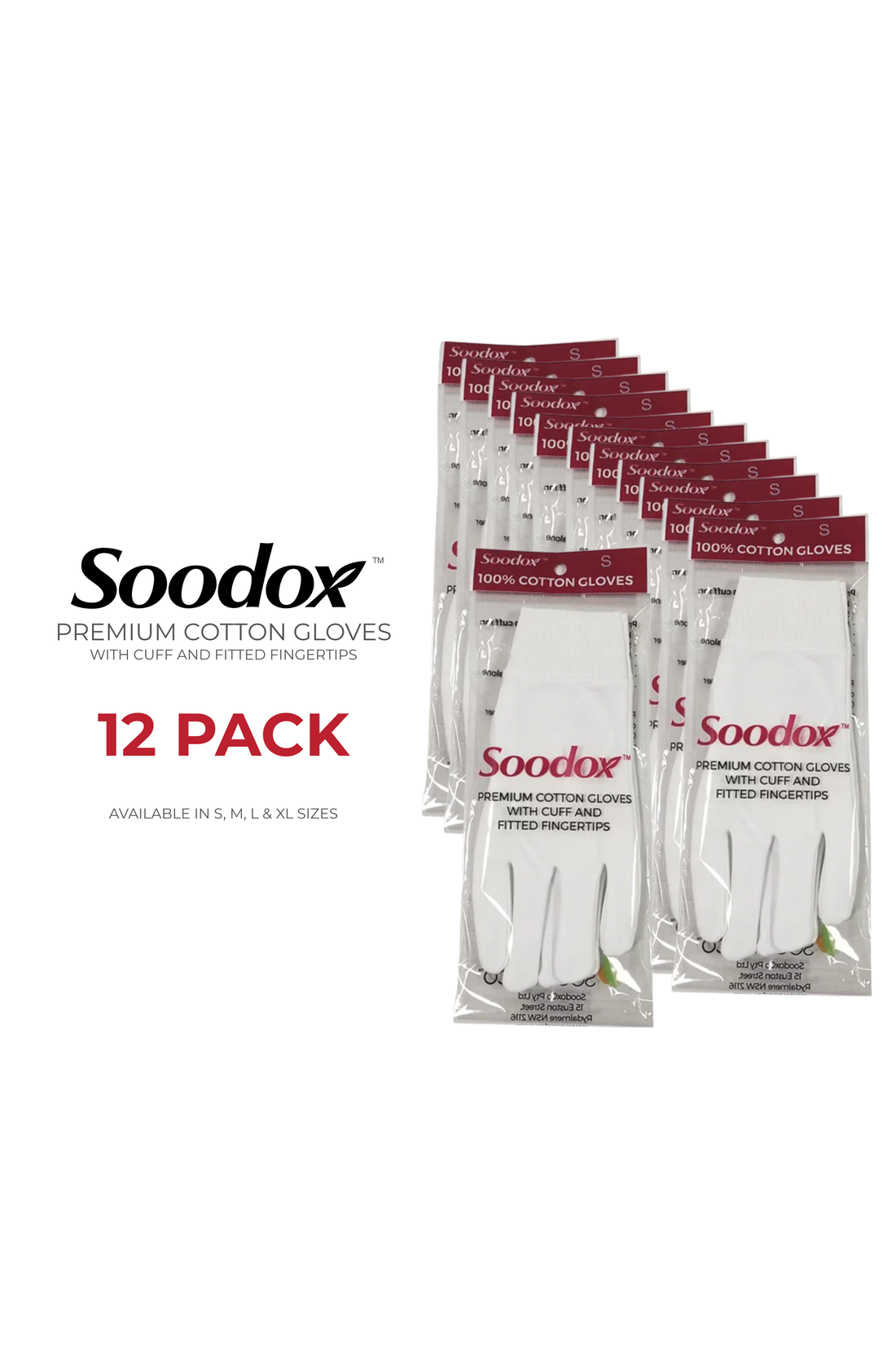 Soodox 100% Cotton Gloves - 12 pack