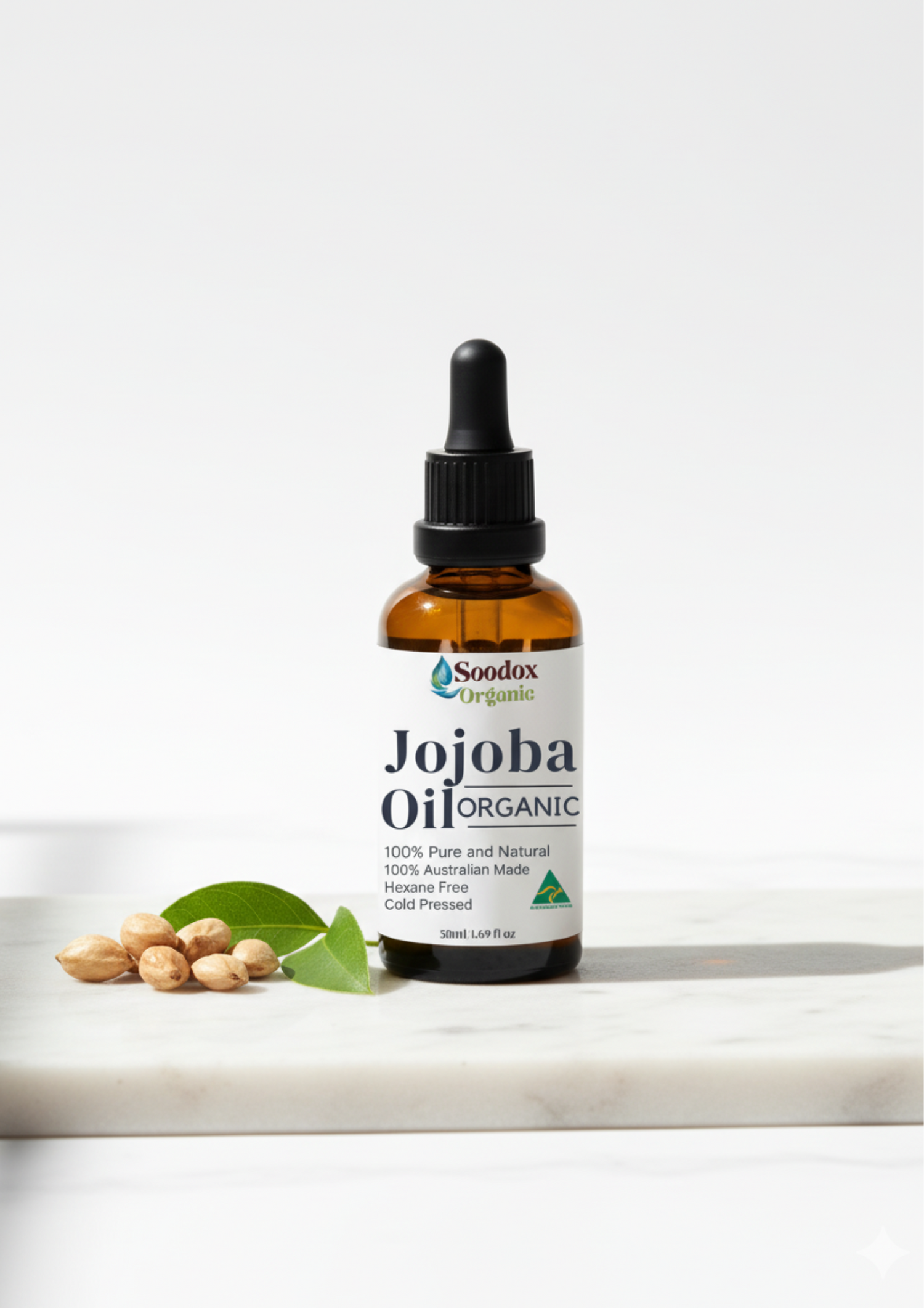 Soodox Organic Jojoba Oil 50ml Set with Scalp Oil Applicator