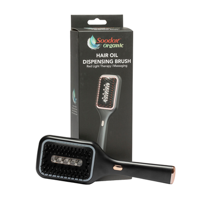 Soodox Organic Hair Oil Dispensing Brush with Red Light Technology