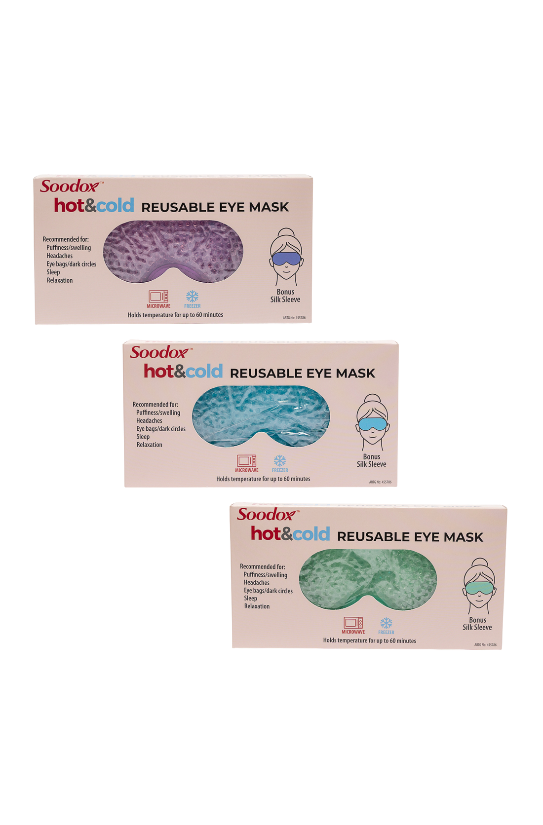 Soodox Hot &amp; Cold Reusable Eye Mask with Bonus Silk Sleeve Included