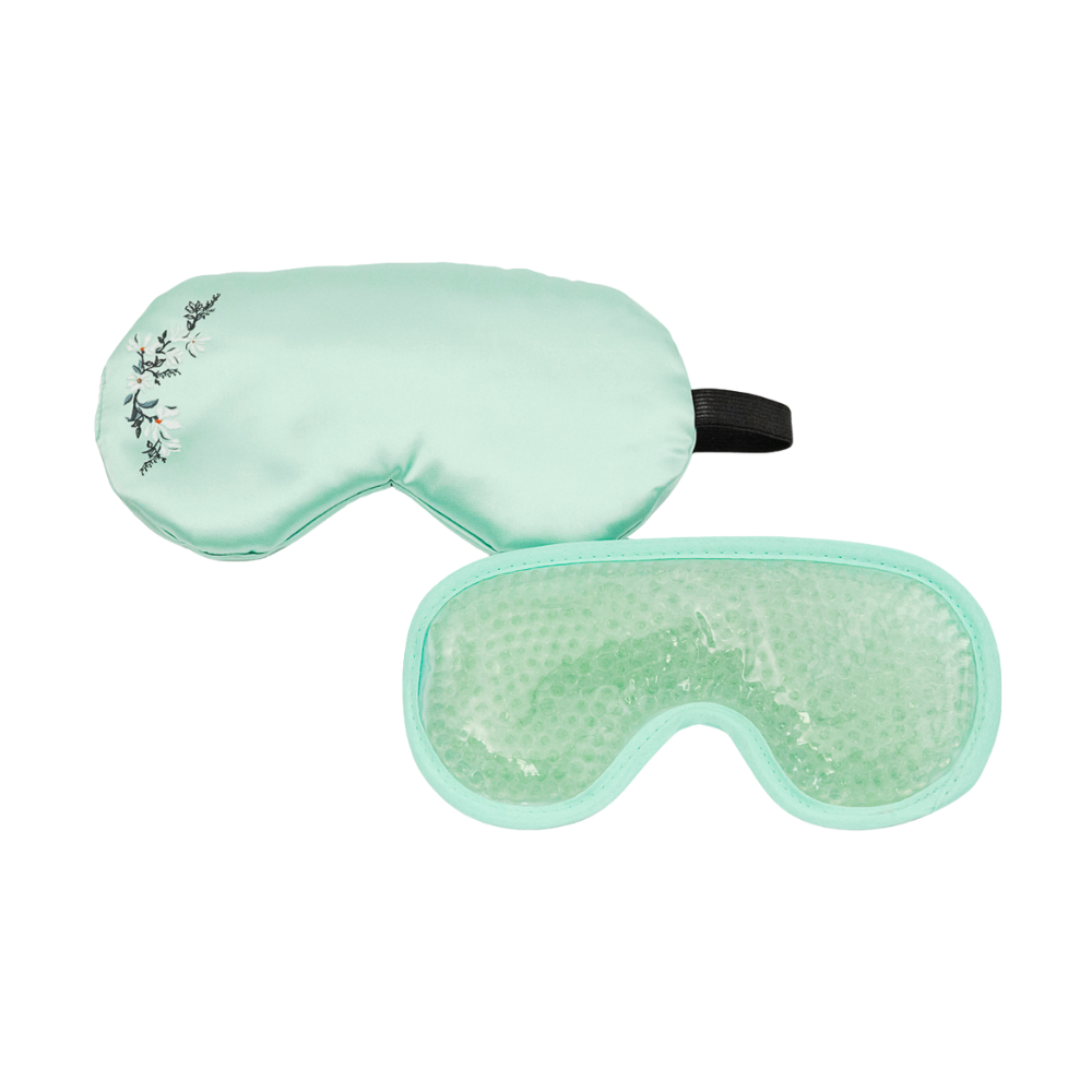 Soodox Hot &amp; Cold Reusable Eye Mask with Bonus Silk Sleeve - GREEN