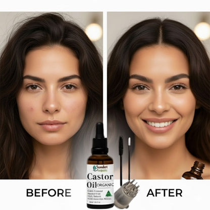 Soodox Organic Castor Oil 50ml with Oil Brushes