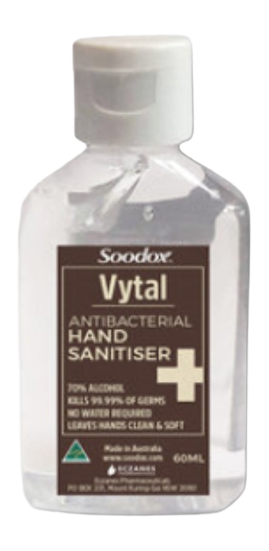 Soodox antibacterial hand sanitiser 60ml — original product on white