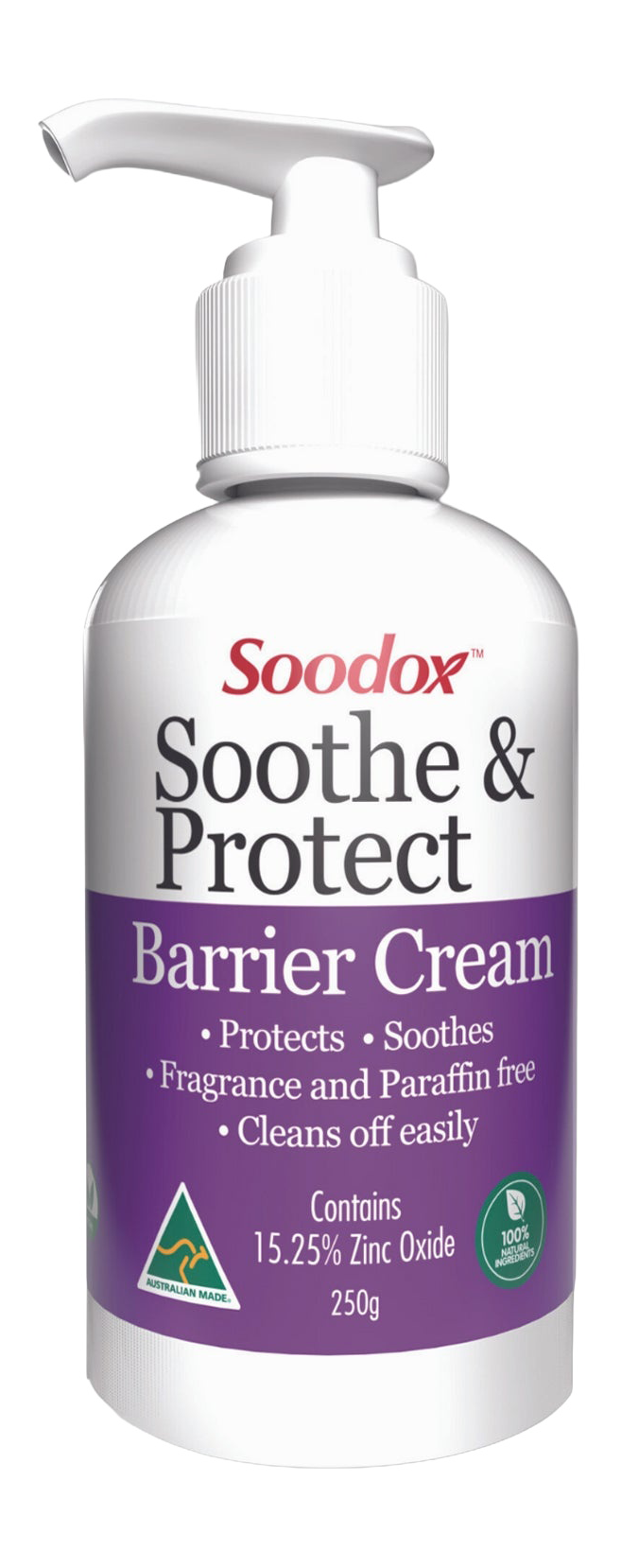 Soodox soothe protect pump 250ml — original product on white