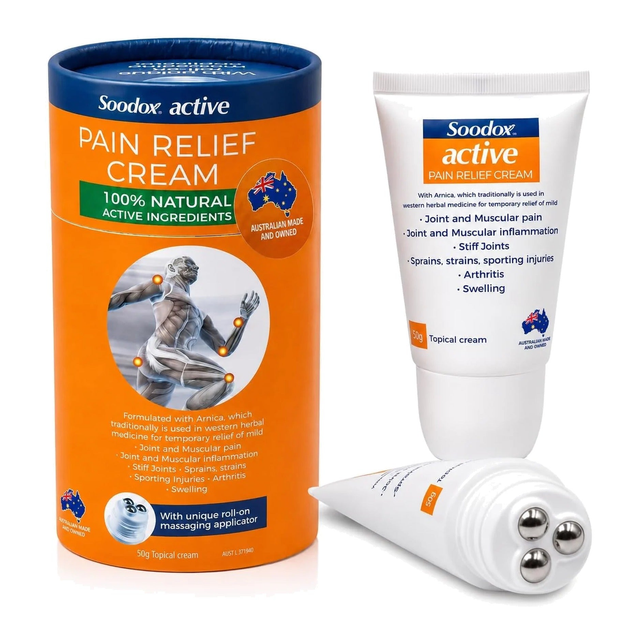 Soodox Active Pain Relief Cream with Roll-on Applicator 50g