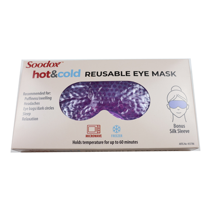 Soodox Hot &amp; Cold Reusable Eye Mask with Bonus Silk Sleeve - PURPLE — full product on white background