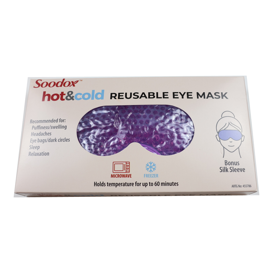 Soodox Hot & Cold Reusable Eye Mask with Bonus Silk Sleeve - PURPLE