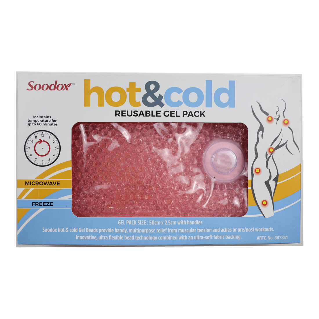 Soodox Hot &amp; Cold Reusable Pack Large PINK with Handles — full product on white background