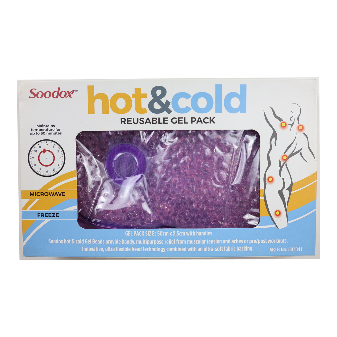 Soodox Hot &amp; Cold Reusable Pack Large PURPLE with Handles — full product on white background