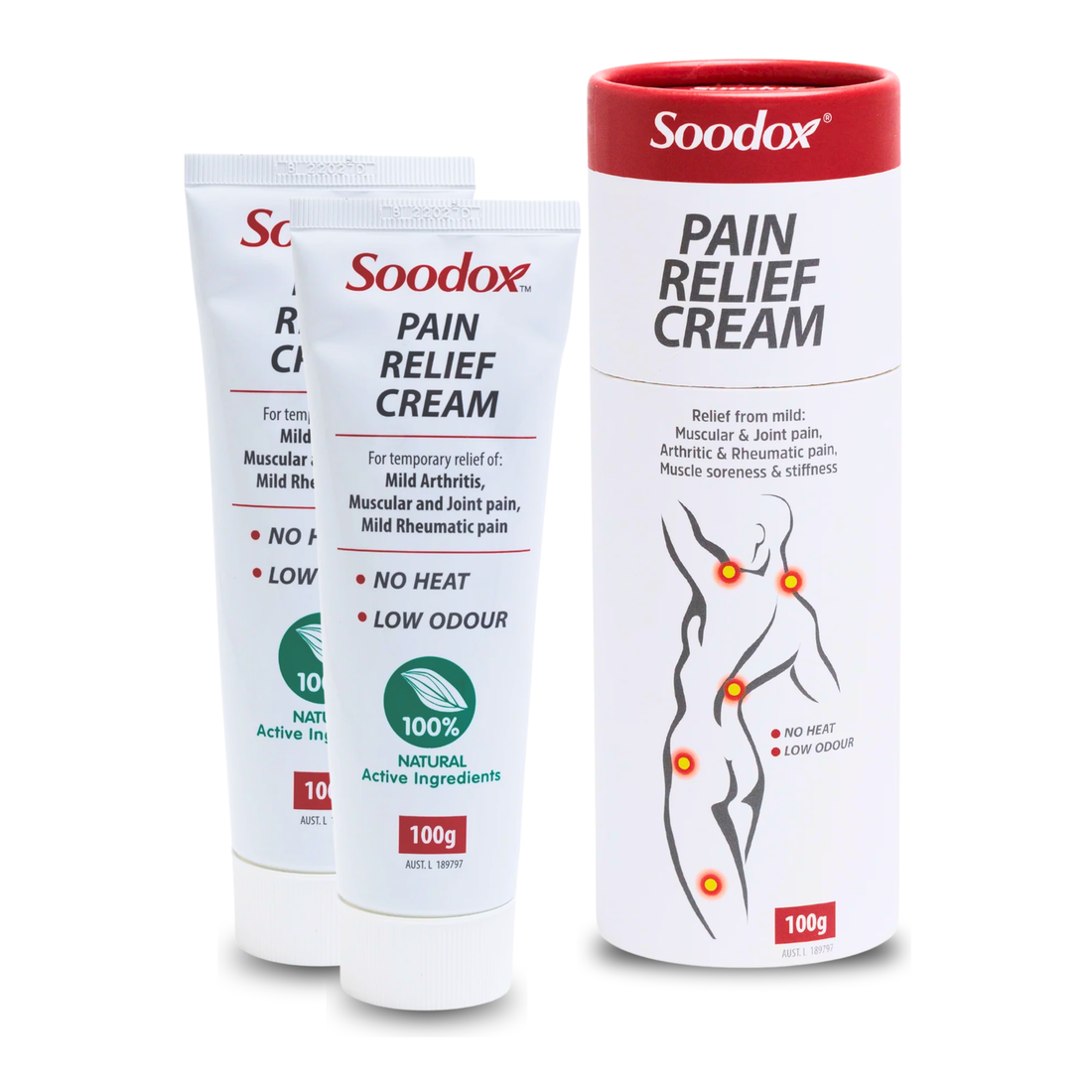 Soodox Original Pain Relief Cream 100g - 2 Pack — full product on white background