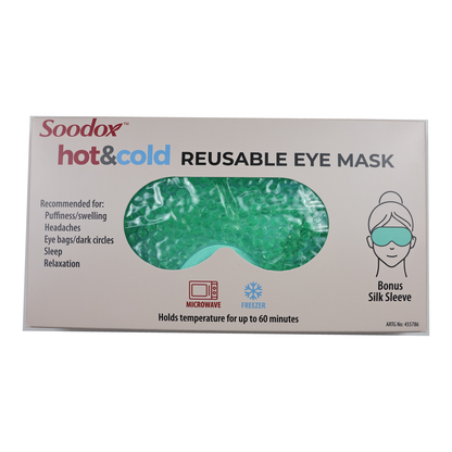 Soodox Hot &amp; Cold Reusable Eye Mask with Bonus Silk Sleeve - GREEN — full product on white background