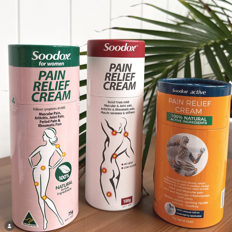 Soodox Pain Relief Bundle with Original 100g, Active roll-on 50g and Soodox for Women 75g