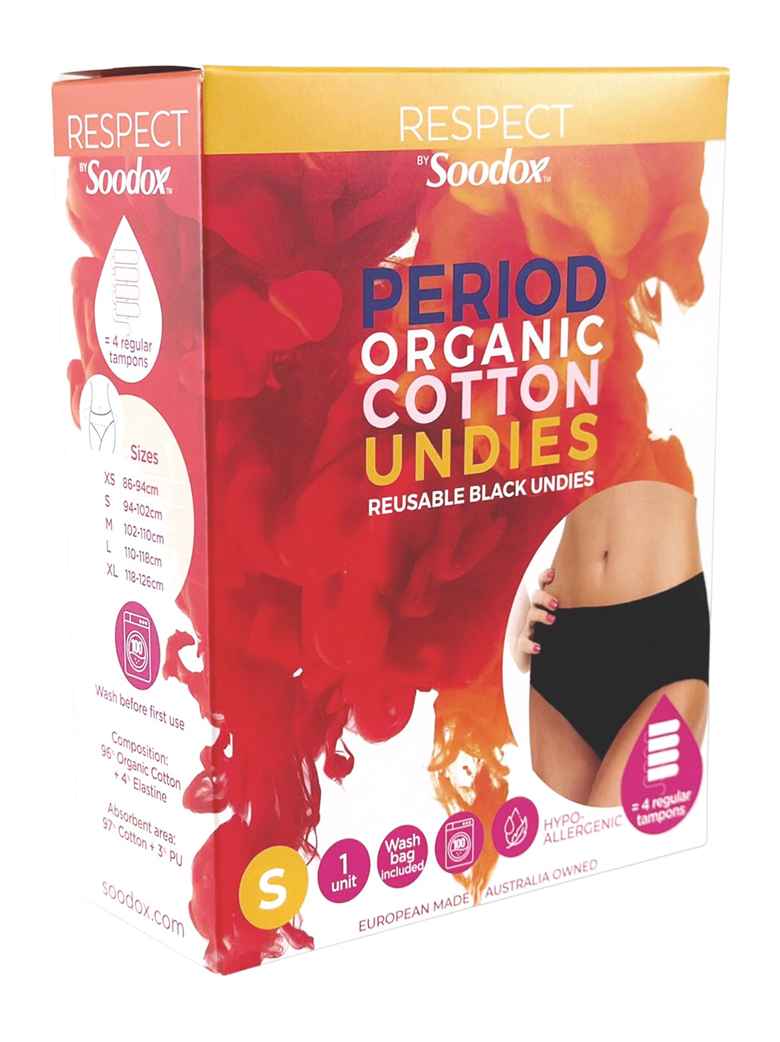 Soodox organic cotton undies small — original product on white