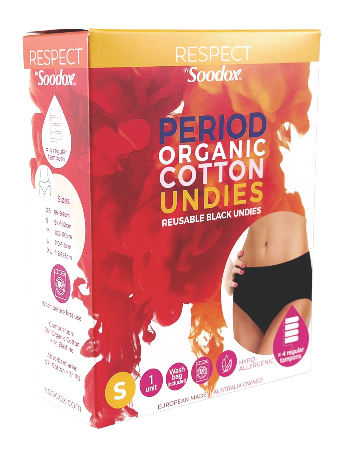 Soodox organic cotton undies small — original product on white