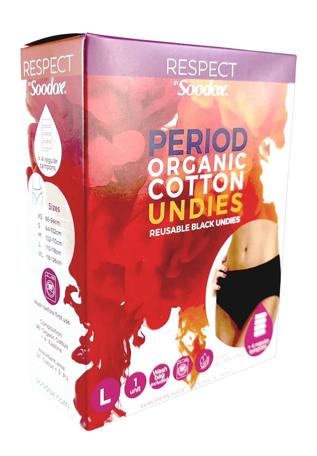 Soodox organic cotton undies large — original product on white