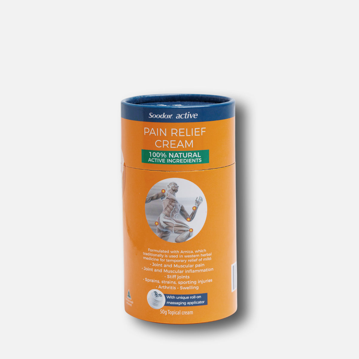 Soodox Active Pain Relief Cream 50g box, angled view