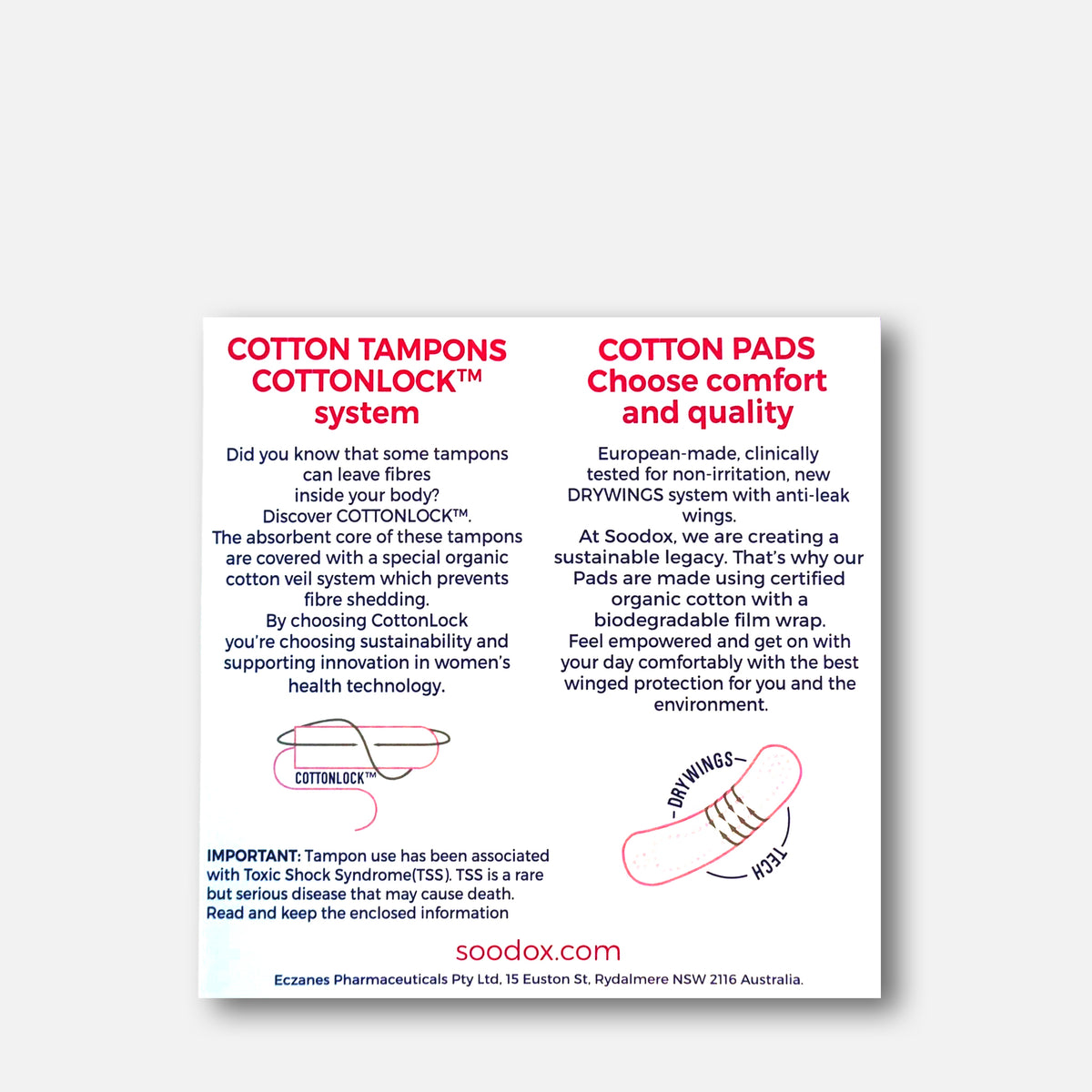 Respect by Soodox Period Pack box back panel