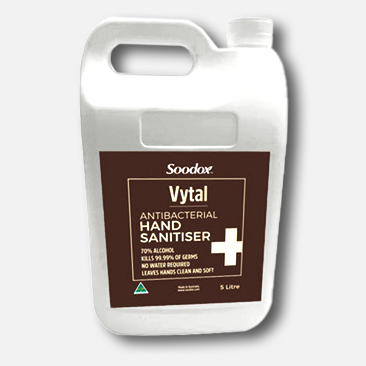 Soodox Vytal Antibacterial Hand Sanitiser 5 litre container, close view