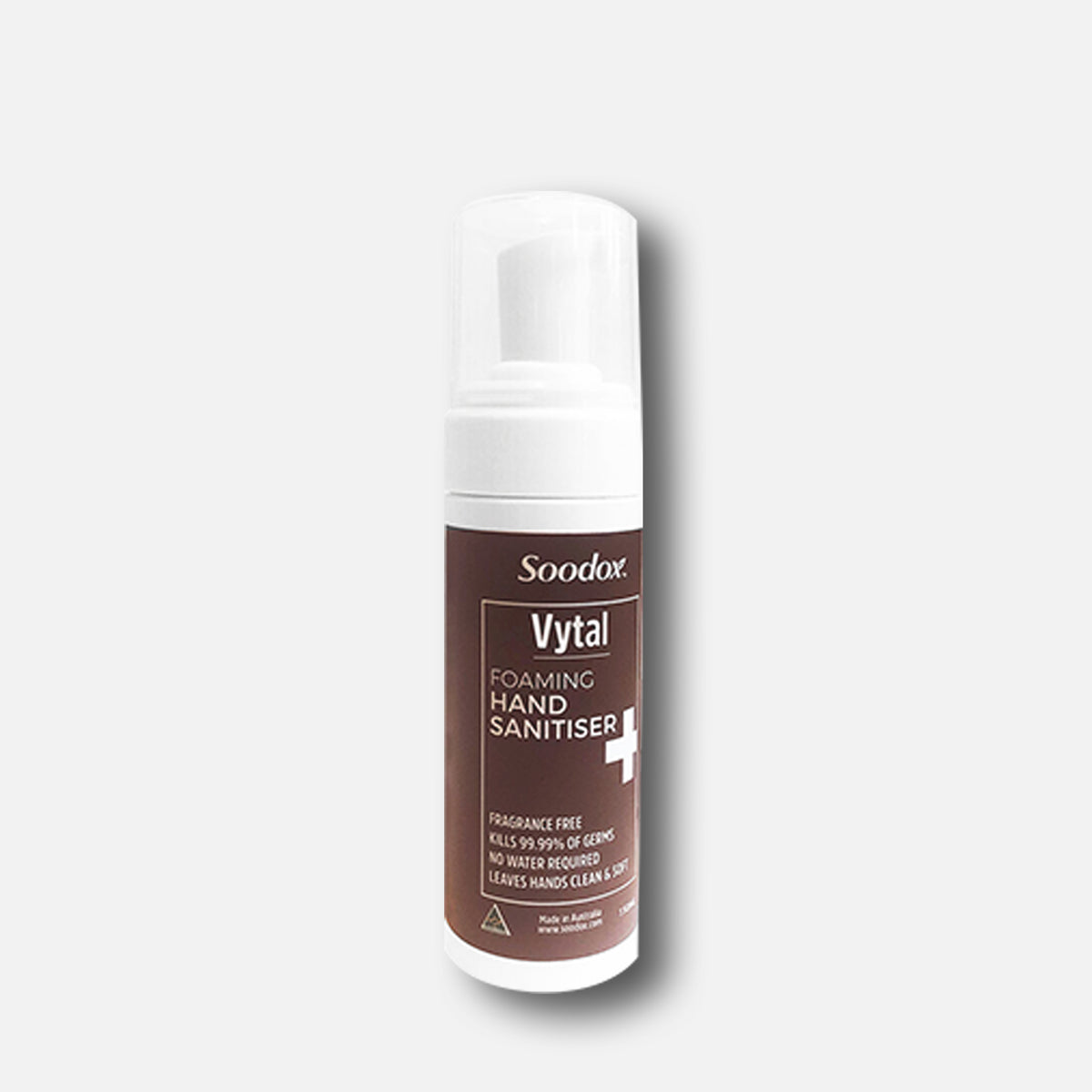 Soodox Vytal Foaming Hand Sanitiser 150ml pump bottle, angled view